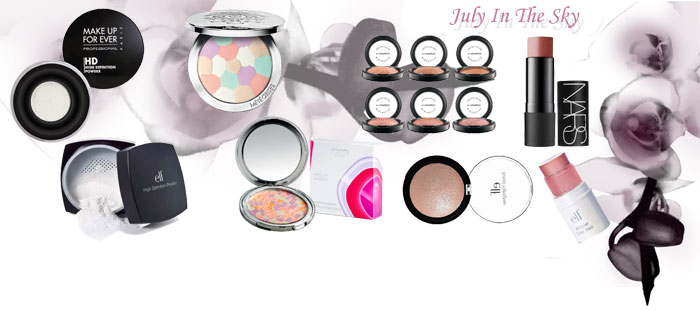 blog beauté Jeu de dupe : Poudre HD Microfinition - Make Up For Ever - Poudre Haute Définition - Elf - Les Météorites Compact - Guerlain - Mosaic Highlighter - Kiko - Poudre de finition Mineralize Skinfinish - Mac - Highlighter marbré - Elf - Le Multiple - Nars - All Over Cover Stick - Elf