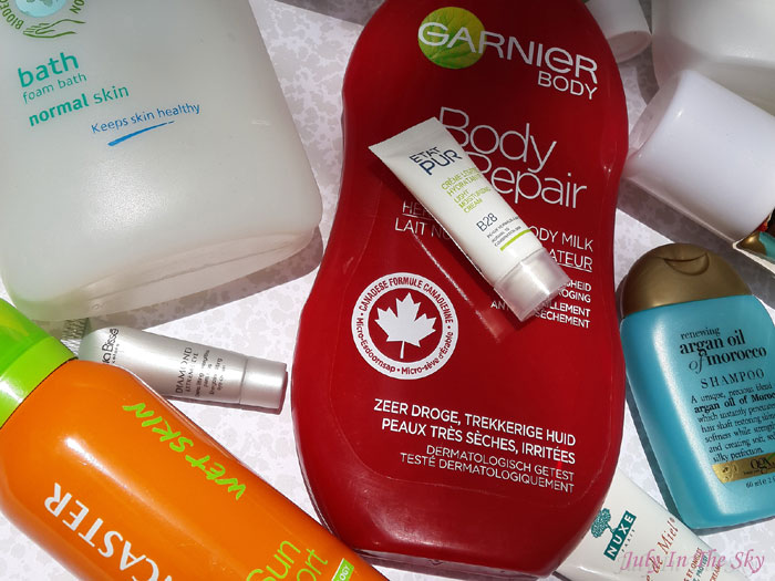 blog beauté produits terminés gel douche sanex dentifrice sensodyne gommage exfotonic l'oréal crème bodyrepair garnier brume sun sport lancaster reve de miel nuxe mousse secret pureté guerlain cils demasq démaquillant garnier eau micellaire u natura bissé état pur la roche posay shampoing argan oil of morocco organix eyeliner kiko