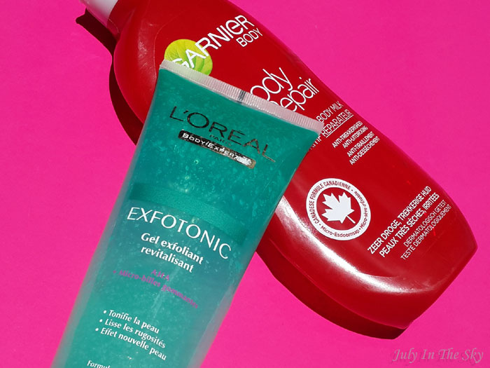 Ma routine corps : l’Exfotonic de L’Oréal et le Bodyrepair de Garnier