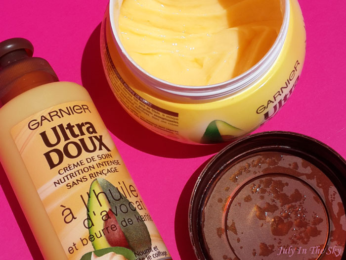 blog beauté shampoing ultra doux garnier cheveux secs frisés beurre de karité huile d'avocat nutrition intense masque crème de soin avis