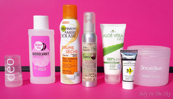 blog beauté produits terminés je rachète ou pas pierre alun dissolvant ambre solaire huile coco gel aloe vera garancia natura bisse avis test