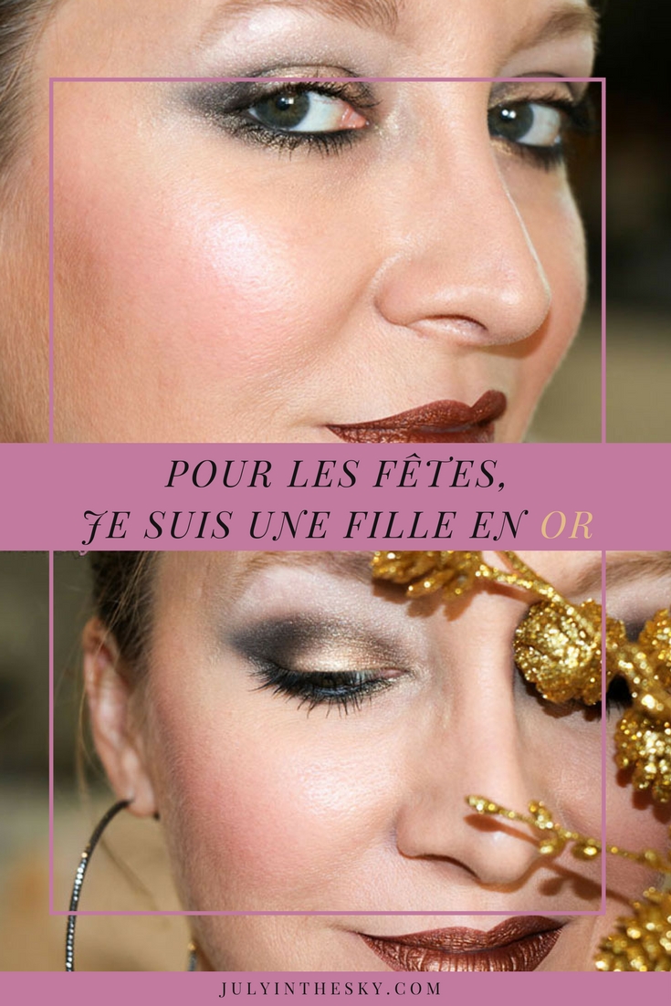 blog beauté make-up réveillon noel doré gold or make-up of the day