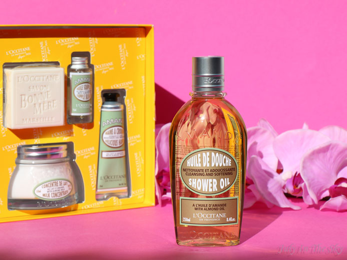 blog beauté l'occitane coffret amande gourmande huile de douche