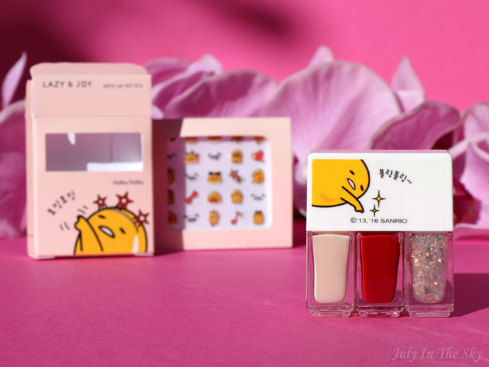 blog beauté Lazy & Joy Party Up Nail Kit Holika Holika x Gudetama